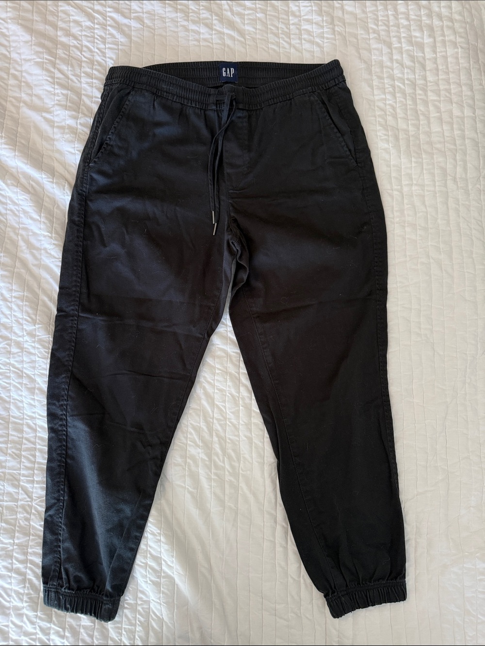 GAP Women's Black Chino Pants with Elastic on ankles, joggers